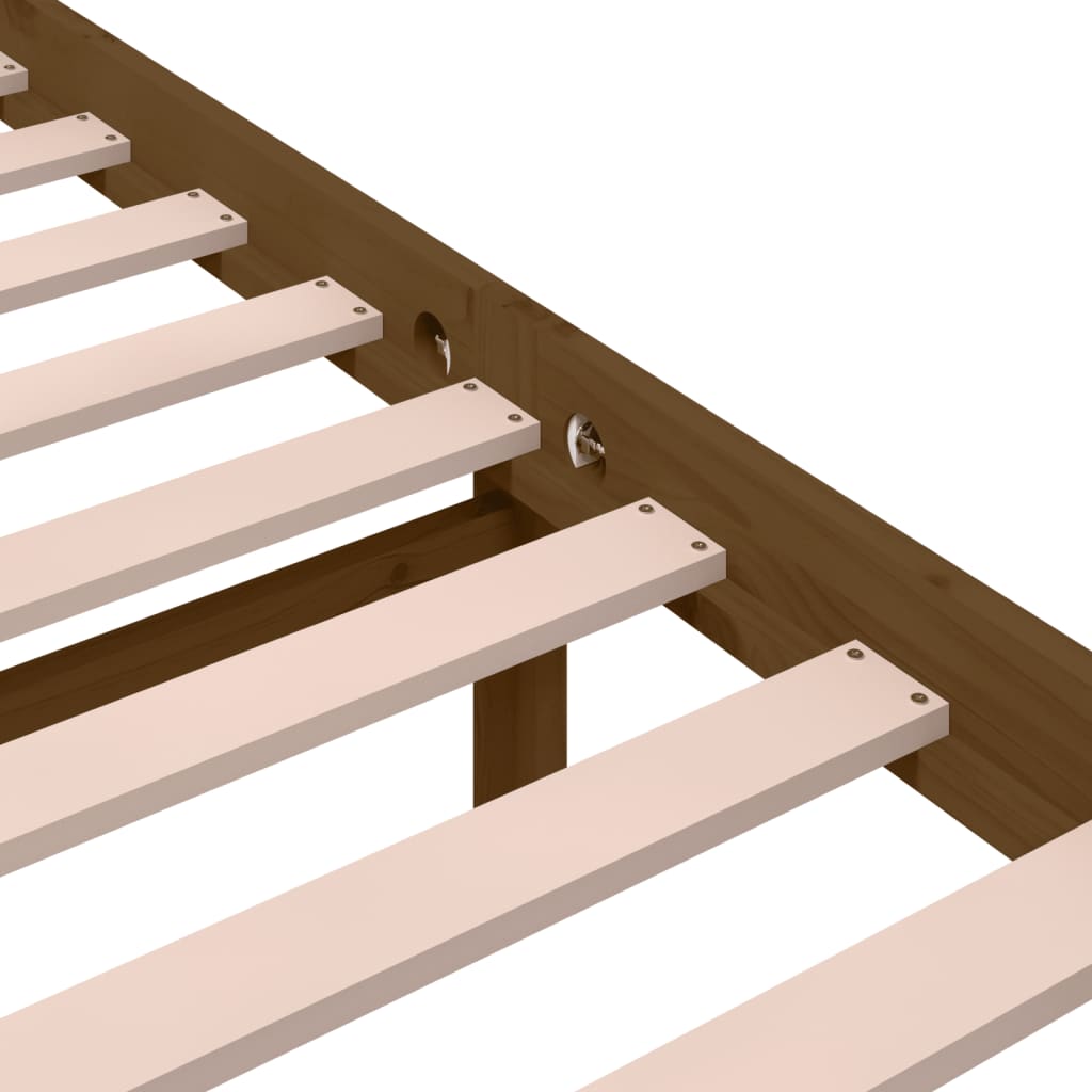 vidaXL Sengeramme honningbrun heltre 120x190 cm Small Double