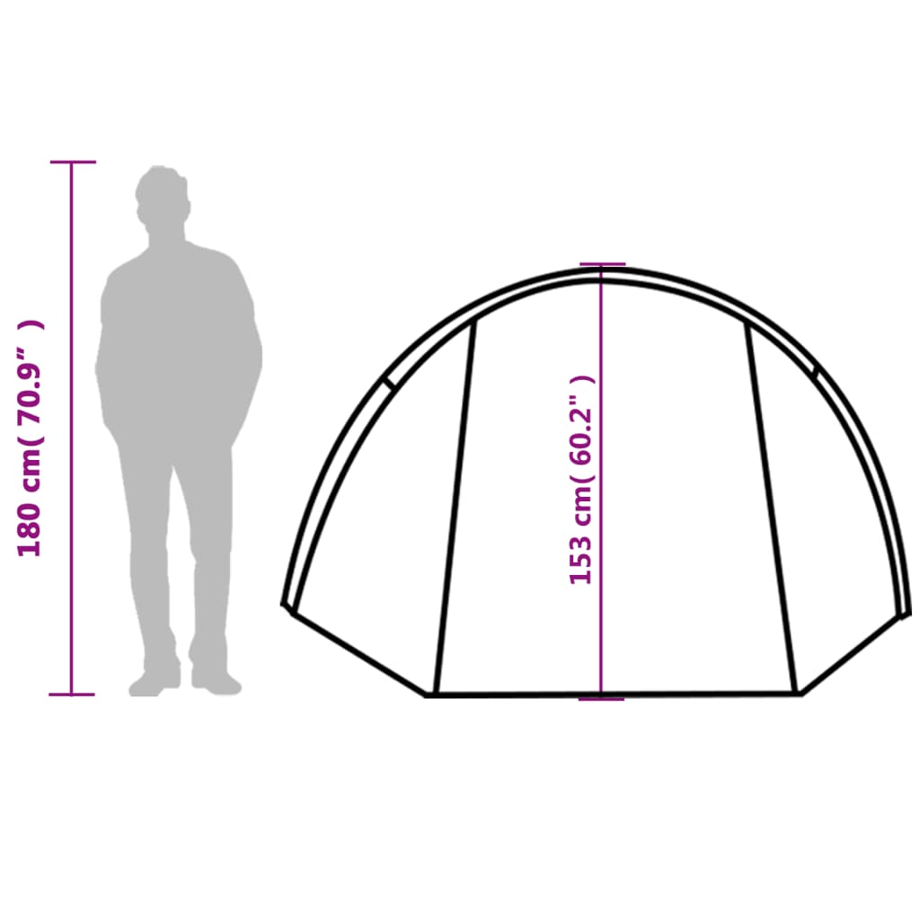 vidaXL Tunneltelt for camping 4 personer grå og oransje vanntett