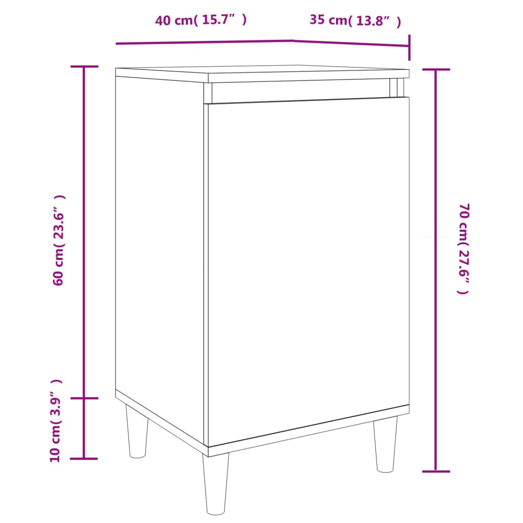 vidaXL Nattbord 2 stk hvit 40x35x70 cm konstruert tre