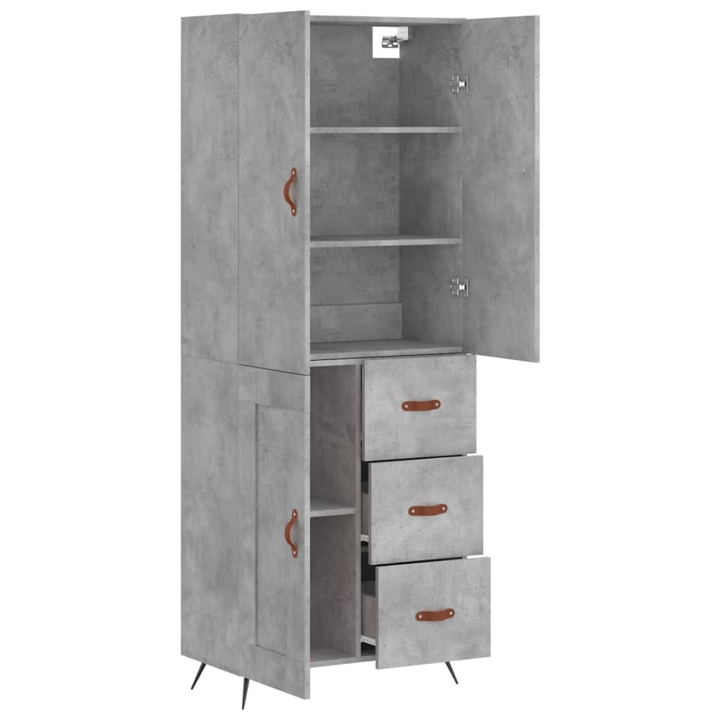 vidaXL Highboard betonggrå 69,5x34x180 cm konstruert tre