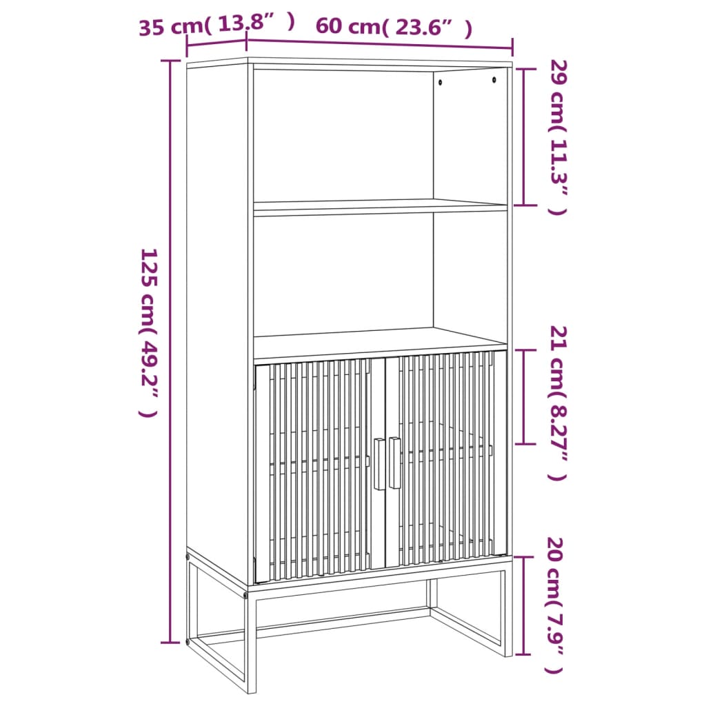 vidaXL Highboard hvit 60x35x125 konstruert tre