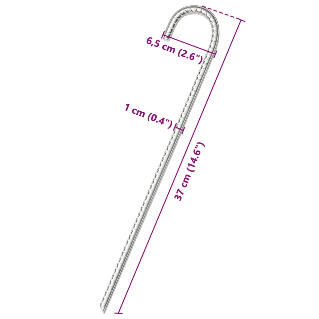 vidaXL Teltplugger 6 stk 37 cm Ø10 mm galvanisert stål