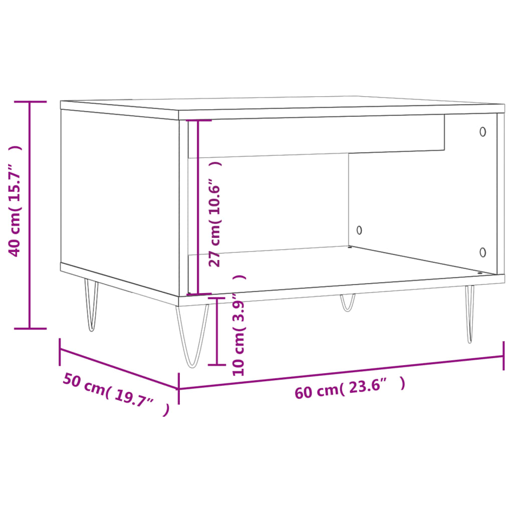 vidaXL Salongbord høyglans hvit 60x50x40 cm konstruert tre