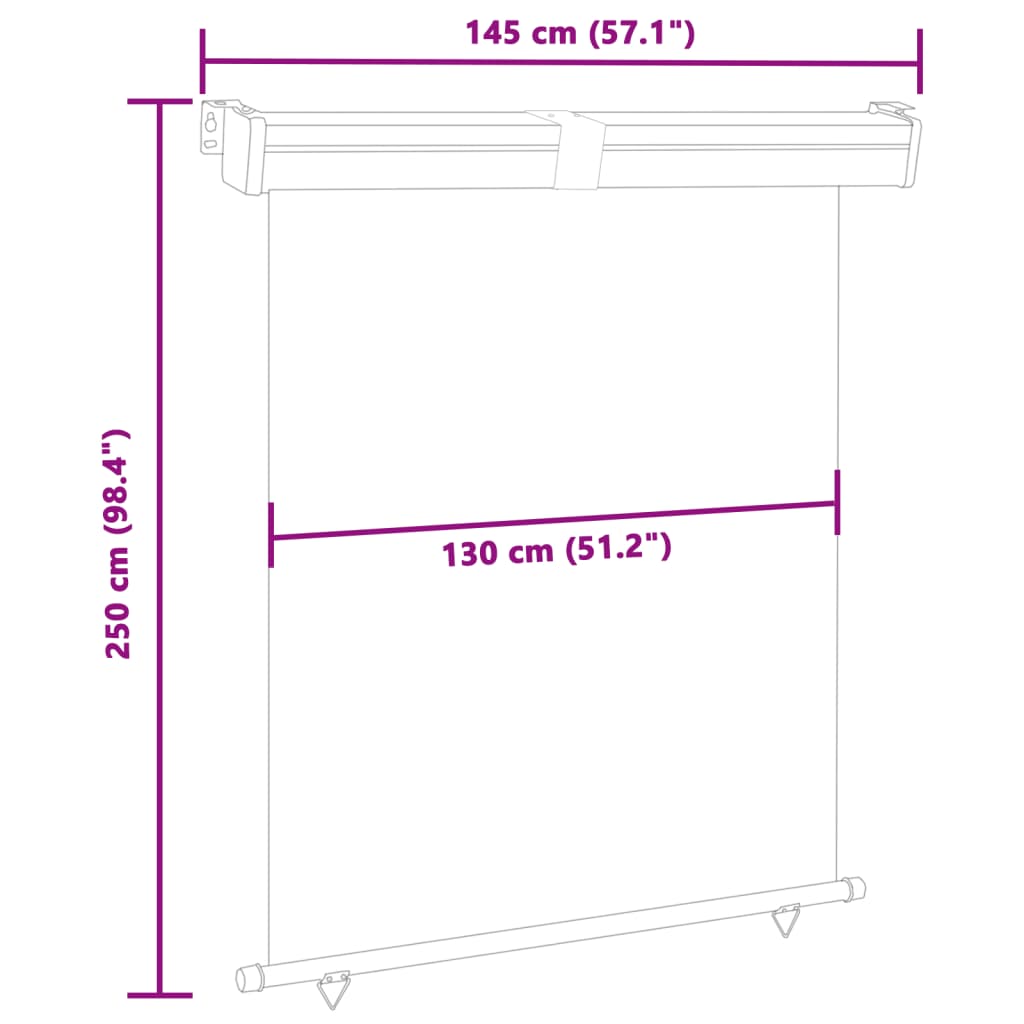 vidaXL Sidemarkise for balkong 145x250 cm rød