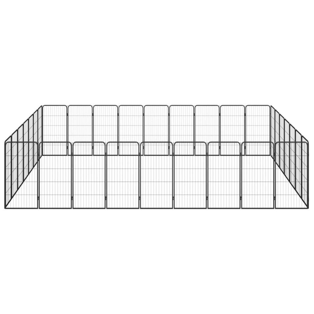 vidaXL Hundegrind med 32 paneler svart 50x100 cm pulverlakkert stål