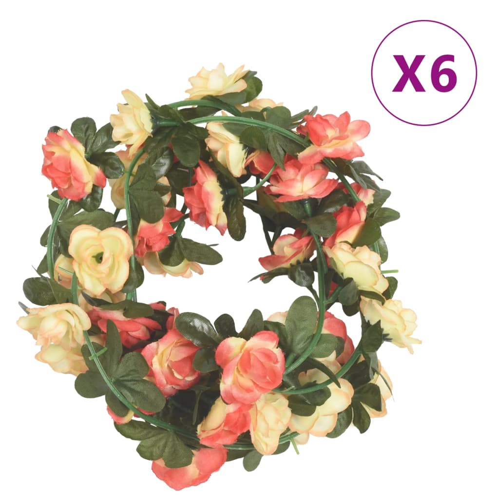 vidaXL Blomsterkranser for jul 6 stk rose og champagne 240 cm