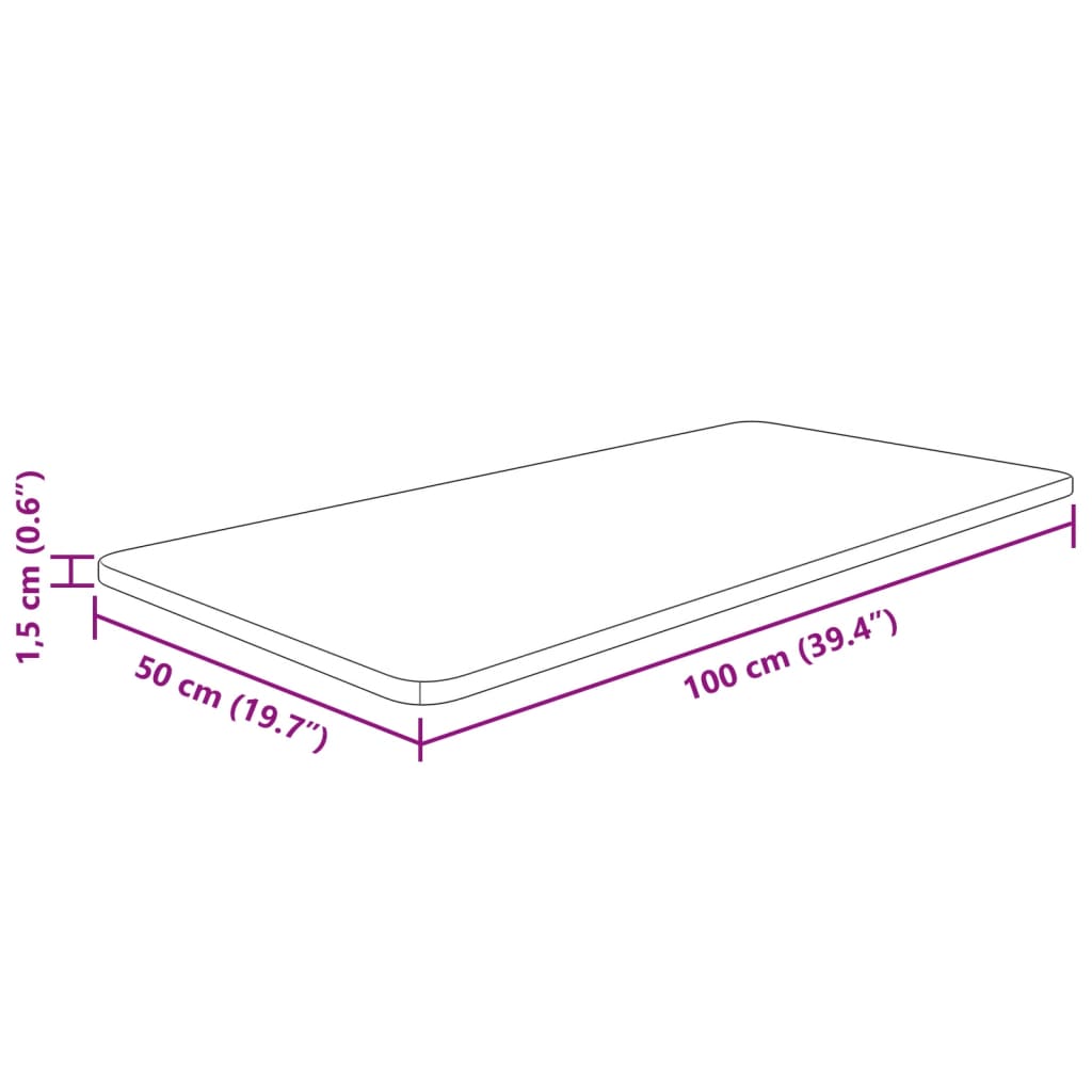 vidaXL Benkeplate til bad 100x50x1,5 cm ubehandlet heltre