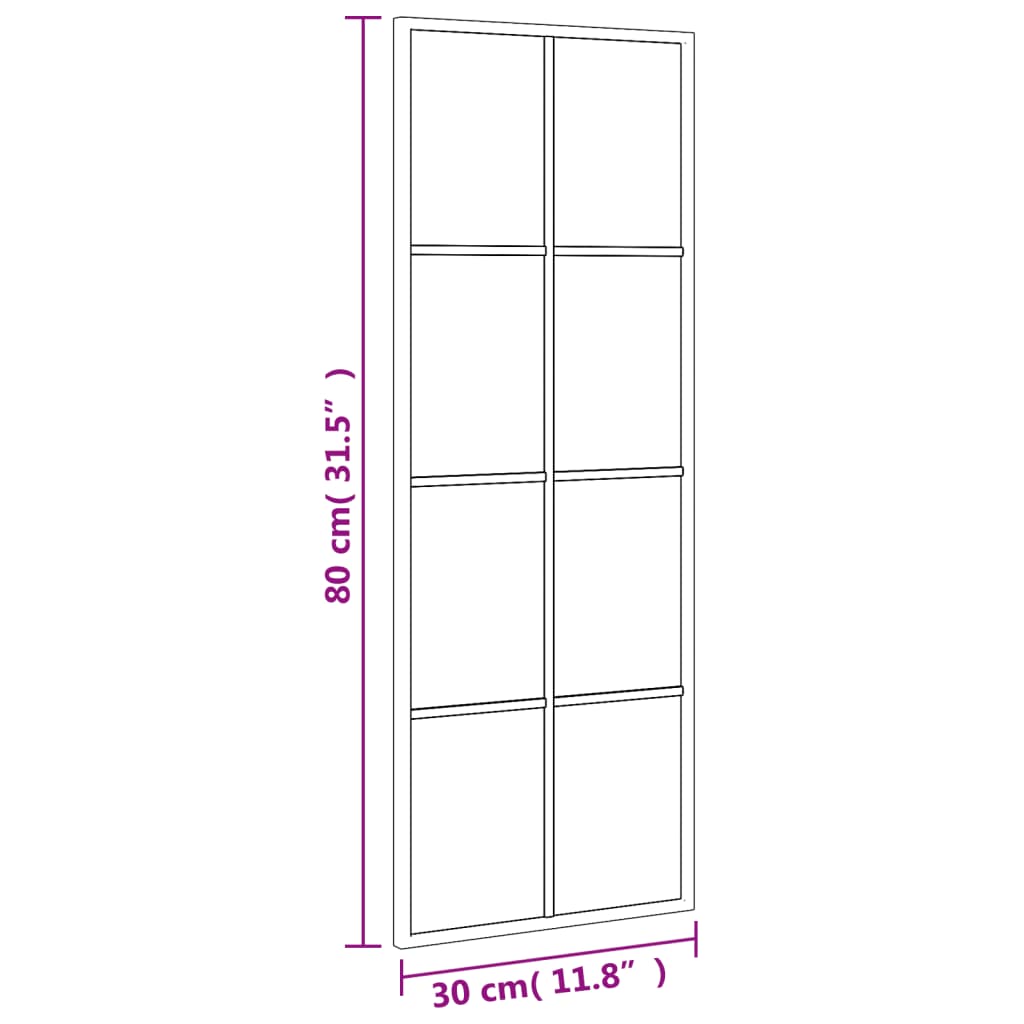 vidaXL Veggspeil svart 30x80 cm rektangel jern