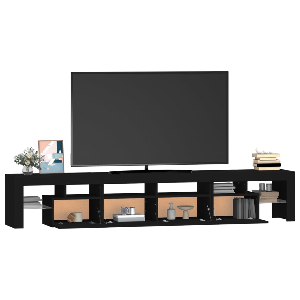 vidaXL TV-benk med LED-lys svart 230x36,5x40 cm