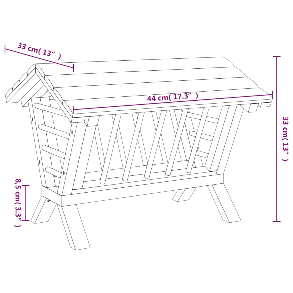 vidaXL Høymater for kanin 44x33x33 cm heltre gran