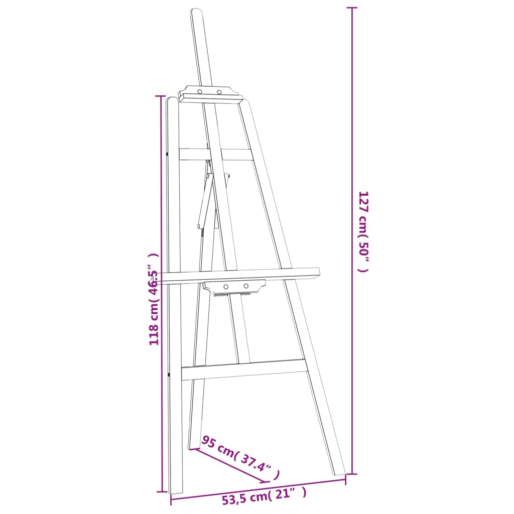 vidaXL Staffelistativ svart 53,5x95x127 cm heltre furu