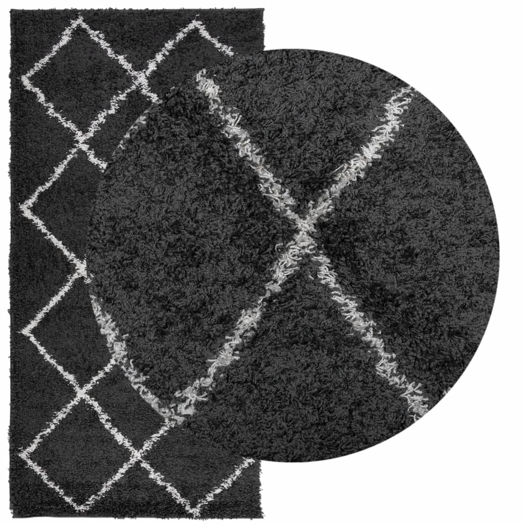 vidaXL Tykt teppe PAMPLONA høy luv moderne svart og kremhvit 100x200cm