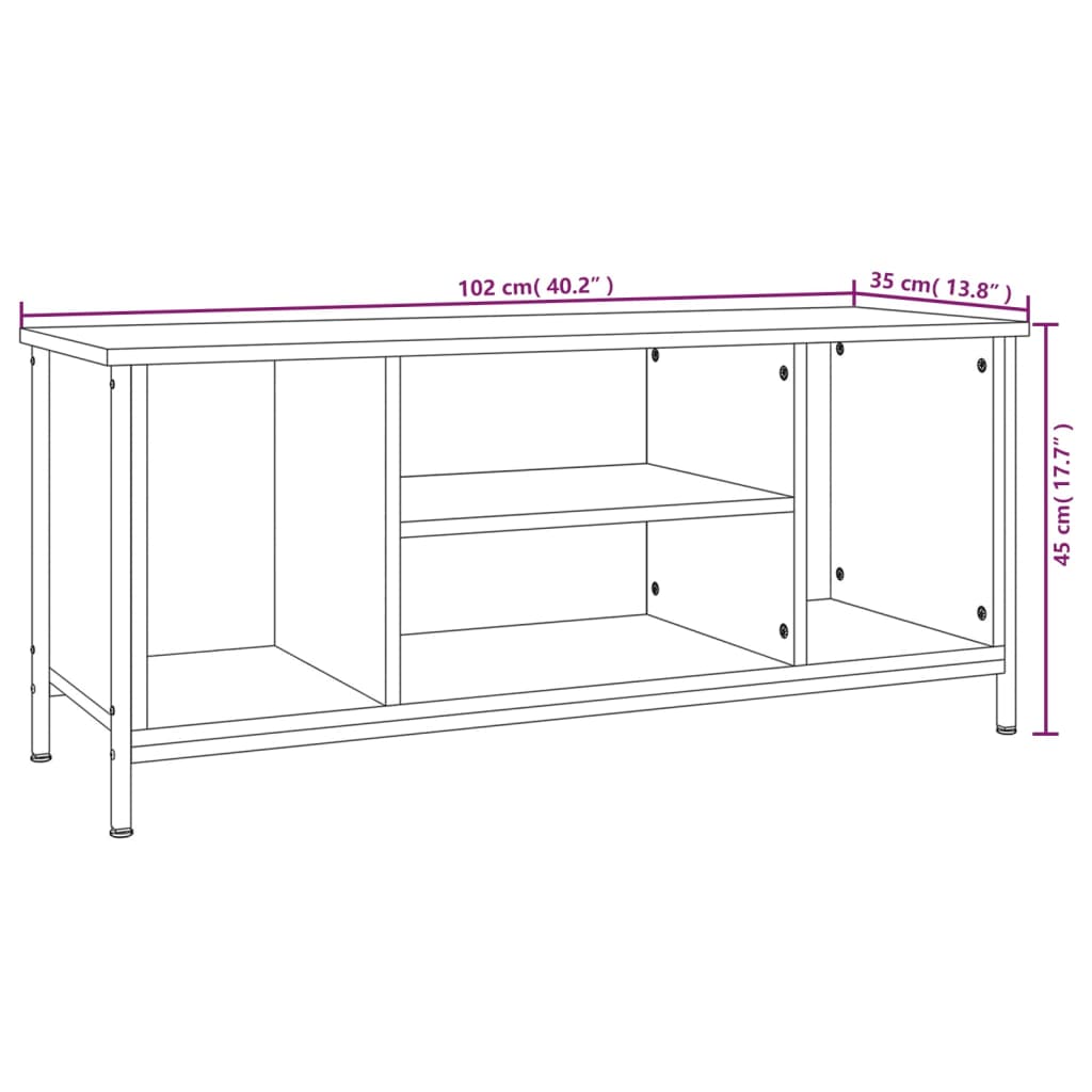 vidaXL TV-benk svart 102x35x45 cm konstruert tre