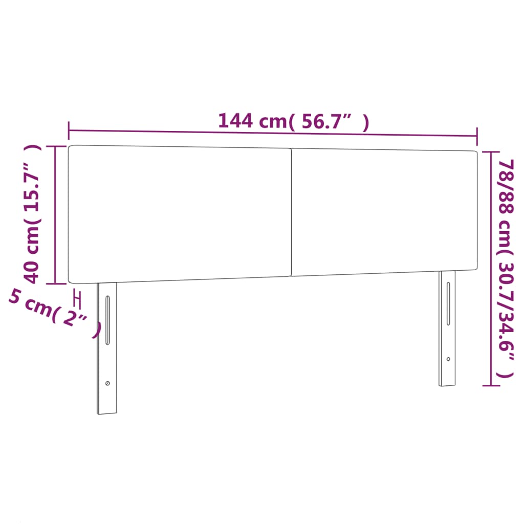 vidaXL Hodegavler 2 stk hvit 72x5x78/88 cm kunstlær