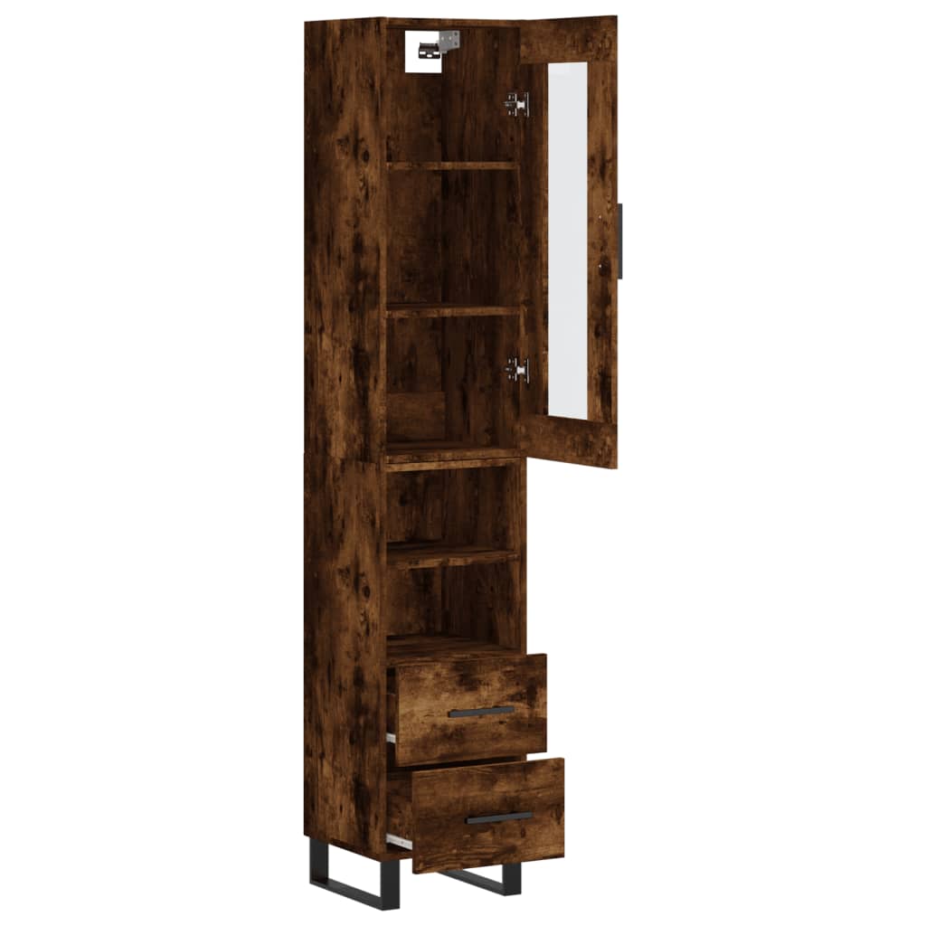 vidaXL Highboard røkt eik 34,5x34x180 cm konstruert tre