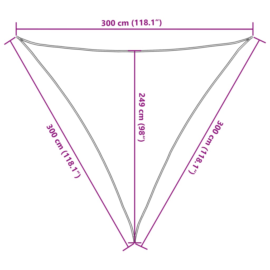 vidaXL Solseil lysegrå 3x3x3 m 100% polyester oxford