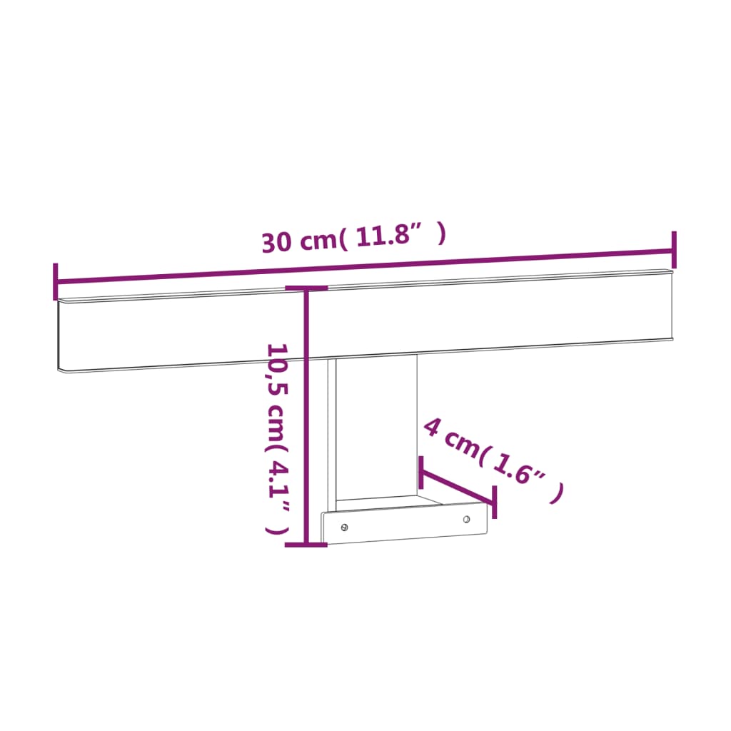 vidaXL LED-speillampe 5,5 W varm hvit 30 cm 3000 K