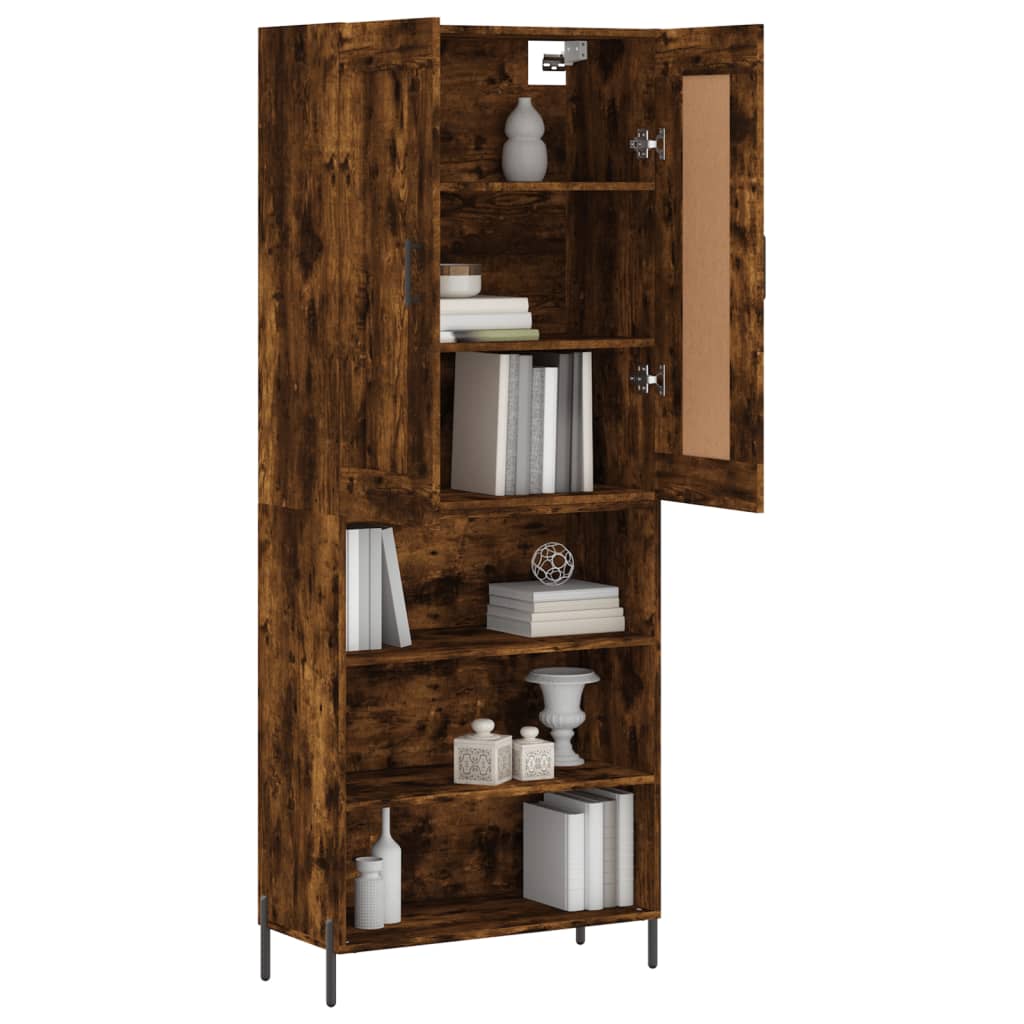 vidaXL Highboard røkt eik 69,5x34x180 cm konstruert tre