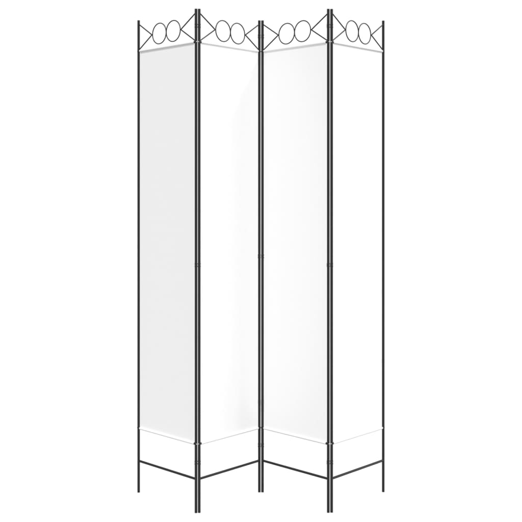 vidaXL Romdeler 4 paneler hvit 160x220 cm stoff