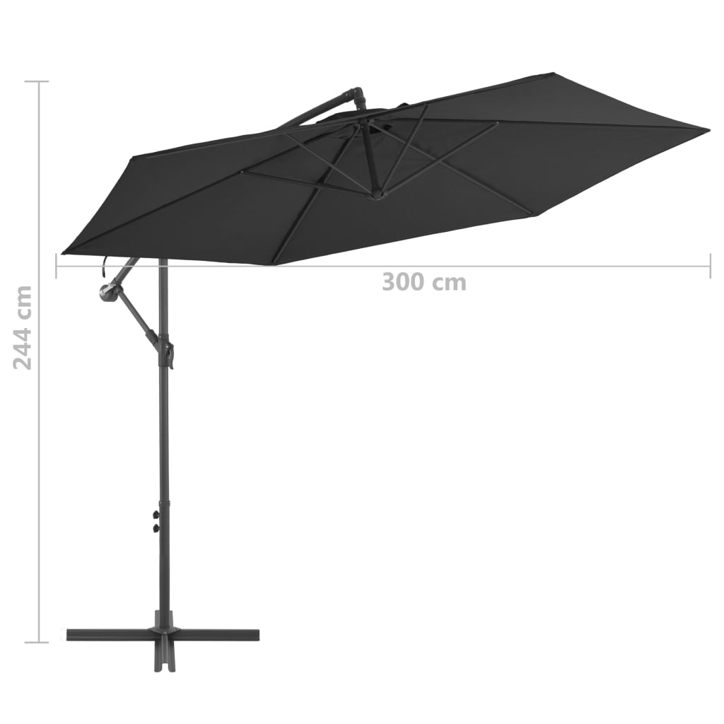 vidaXL Hengeparasoll med aluminiumsstang 300 cm svart