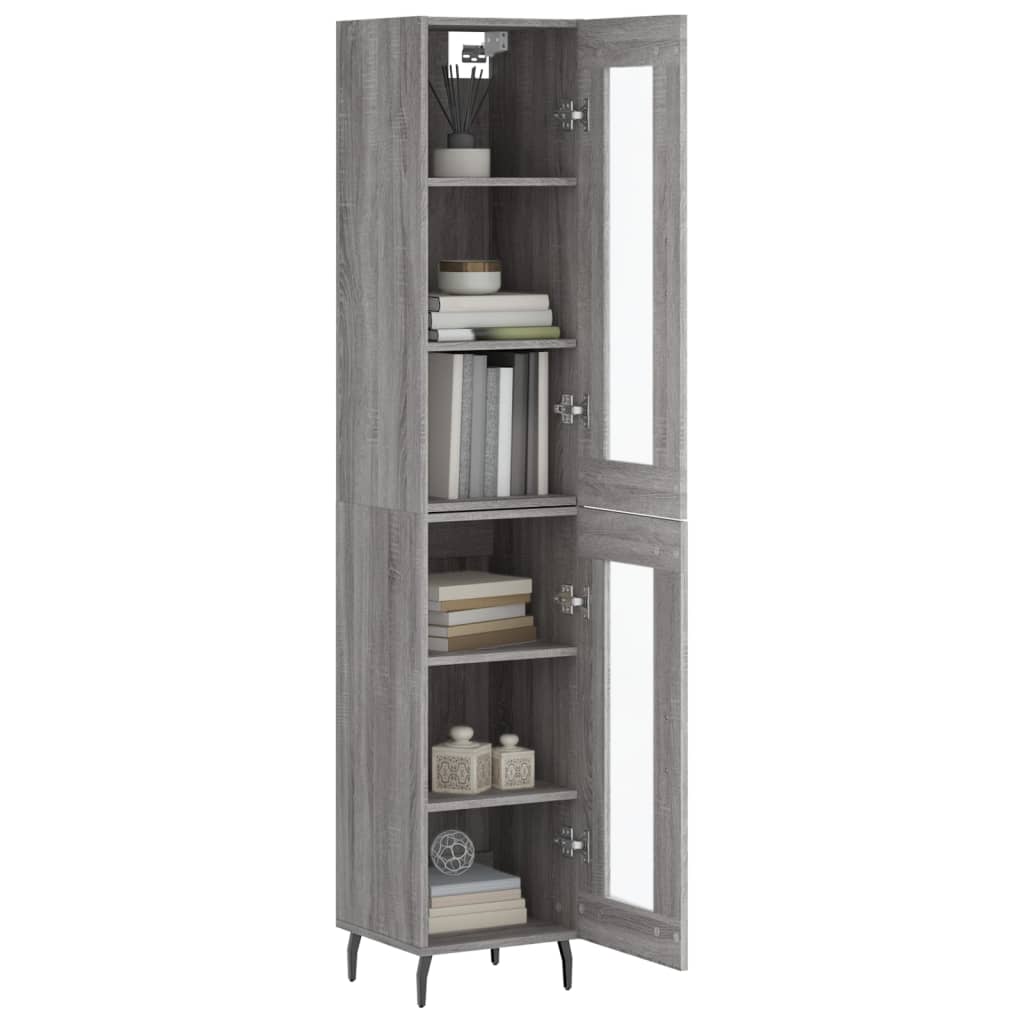 vidaXL Highboard grå sonoma 34,5x34x180 cm konstruert tre