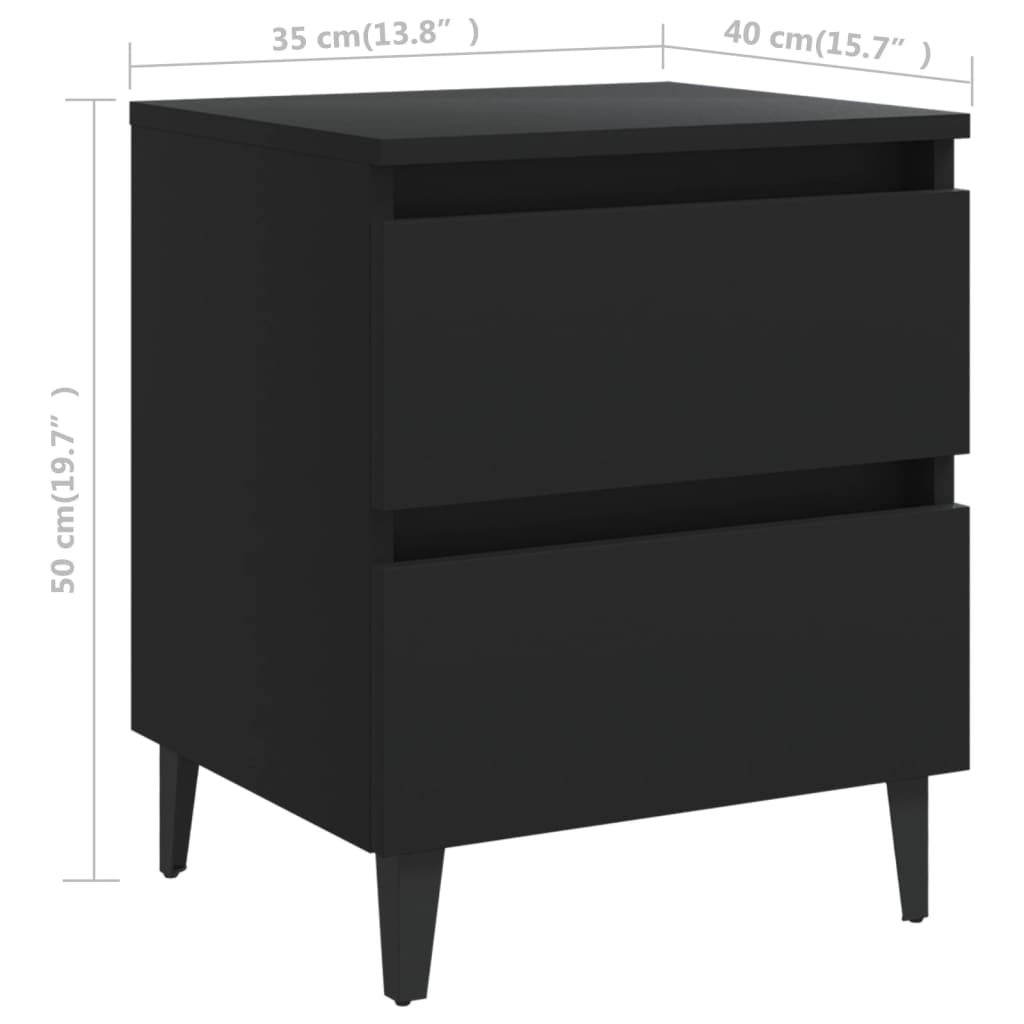 vidaXL Nattbord 2 stk svart 40x35x50 cm konstruert tre