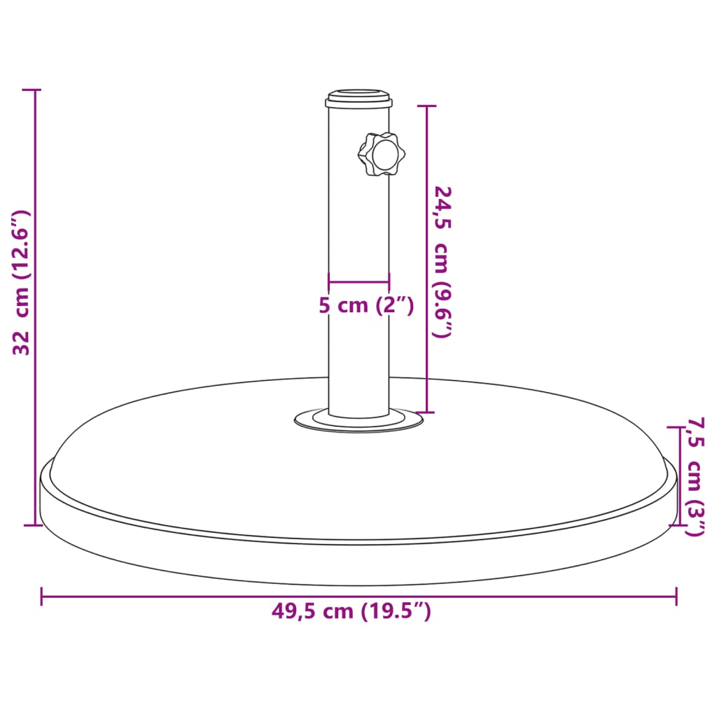 vidaXL Parasollfot for Ø32/35/38 mm stenger 25 kg rund