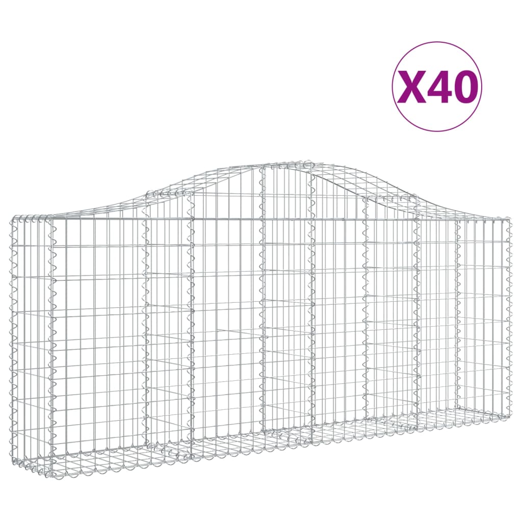 vidaXL Gabionkurver buede 40 stk 200x30x80/100 cm galvanisert jern