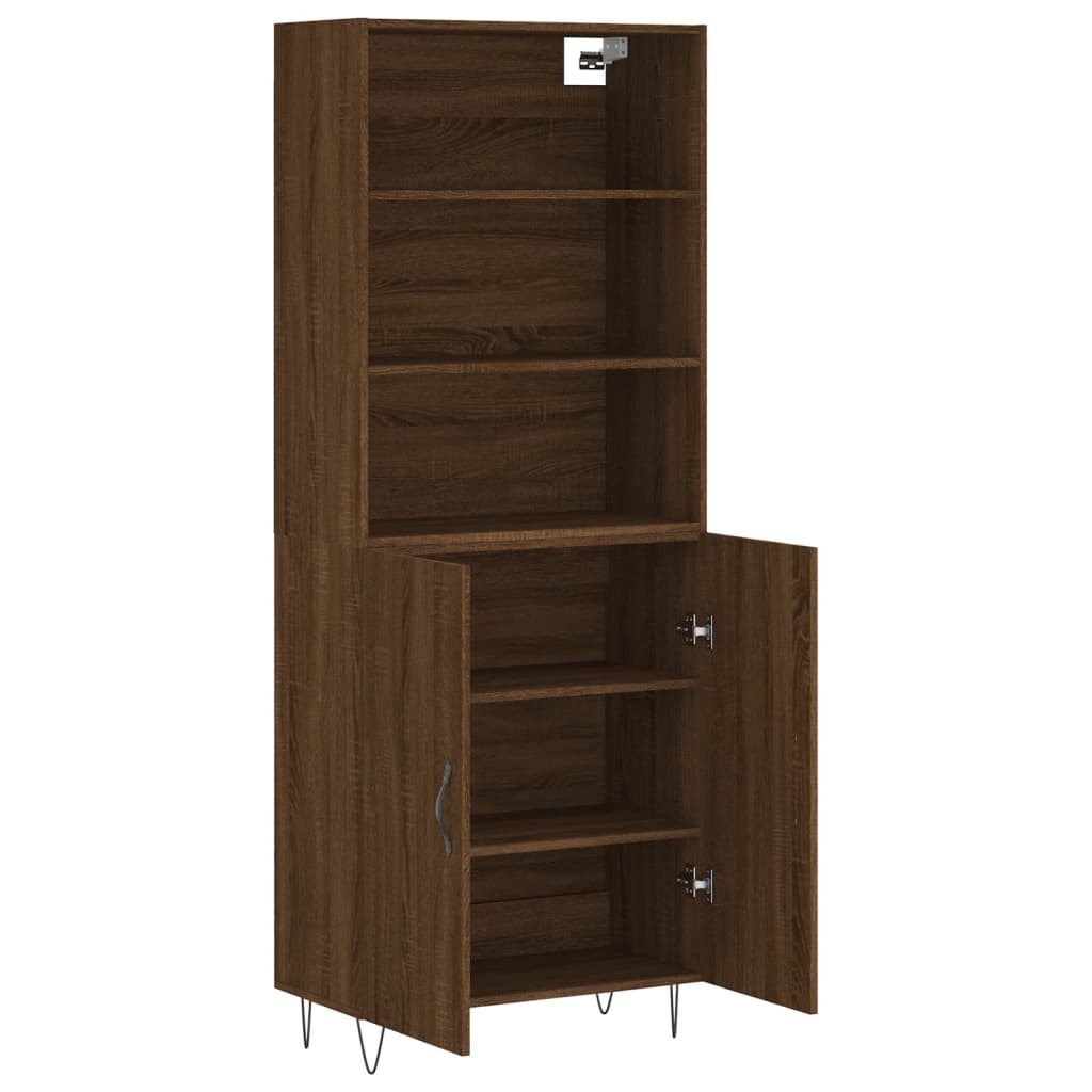 vidaXL Highboard brun eik 69,5x34x180 cm konstruert tre