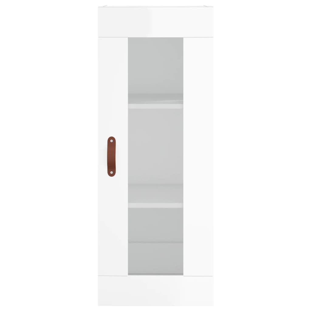 vidaXL Highboard høyglans hvit 34,5x34x180 cm konstruert tre