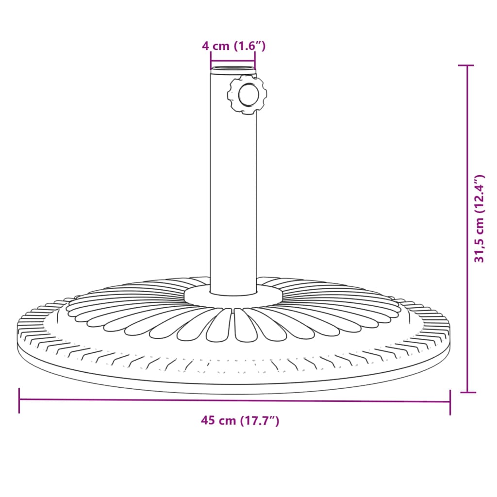 vidaXL Parasollfot for Ø38 / 48 mm stenger 12 kg rund