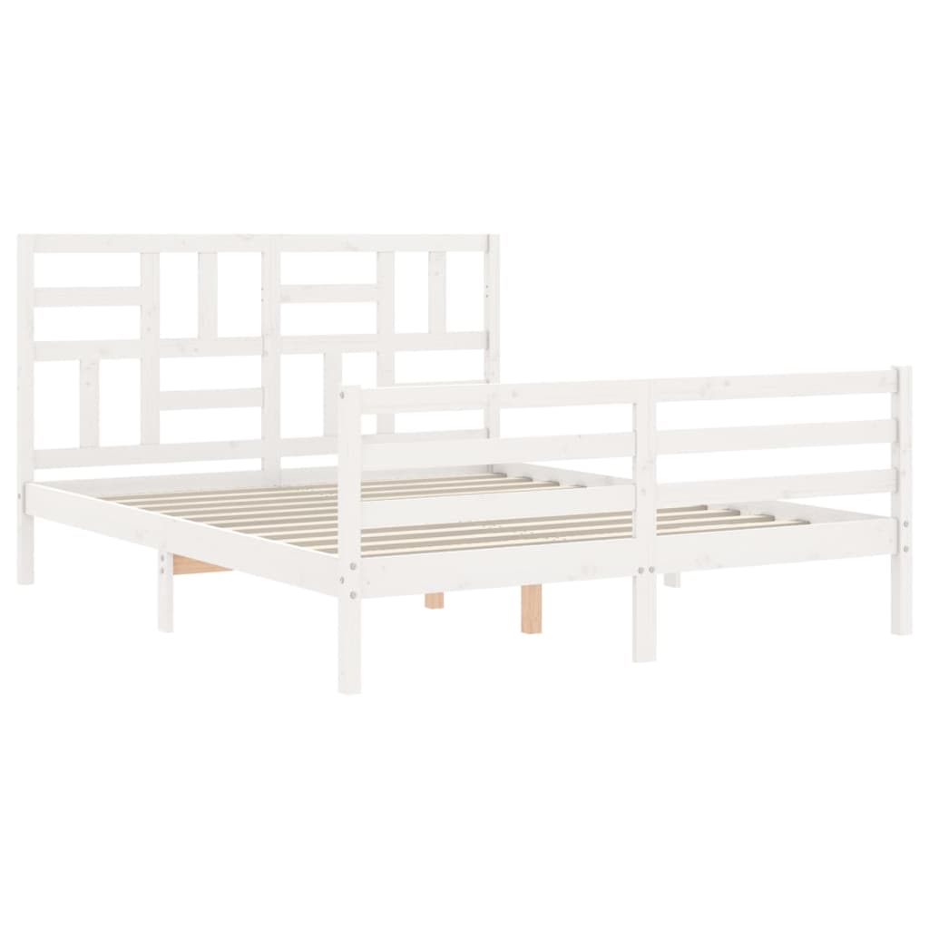 vidaXL Sengeramme med hodegavl hvit 5FT King Size heltre