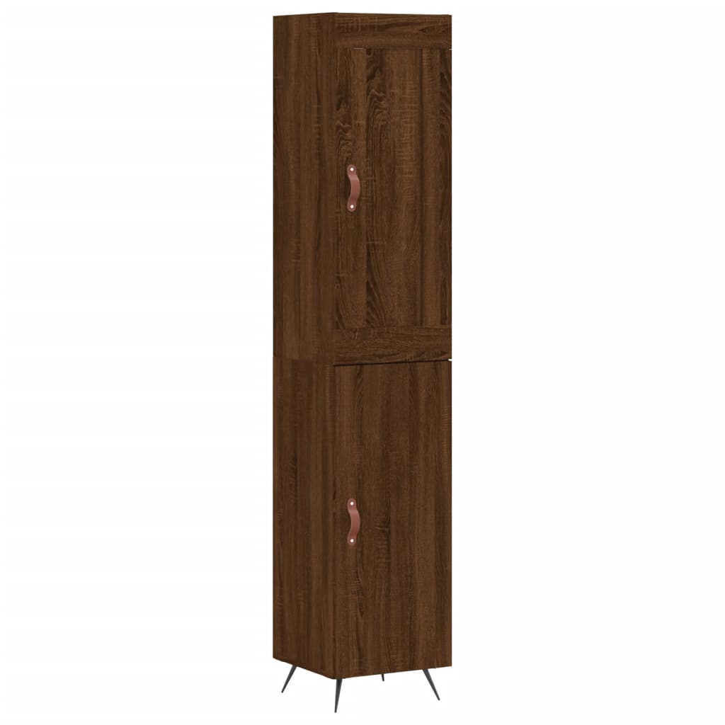 vidaXL Highboard brun eik 34,5x34x180 cm konstruert tre