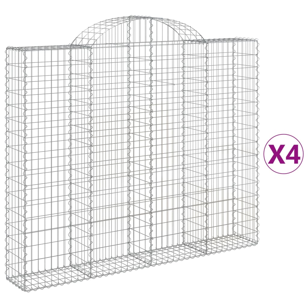 vidaXL Gabionkurver buede 4 stk 200x30x160/180 cm galvanisert jern