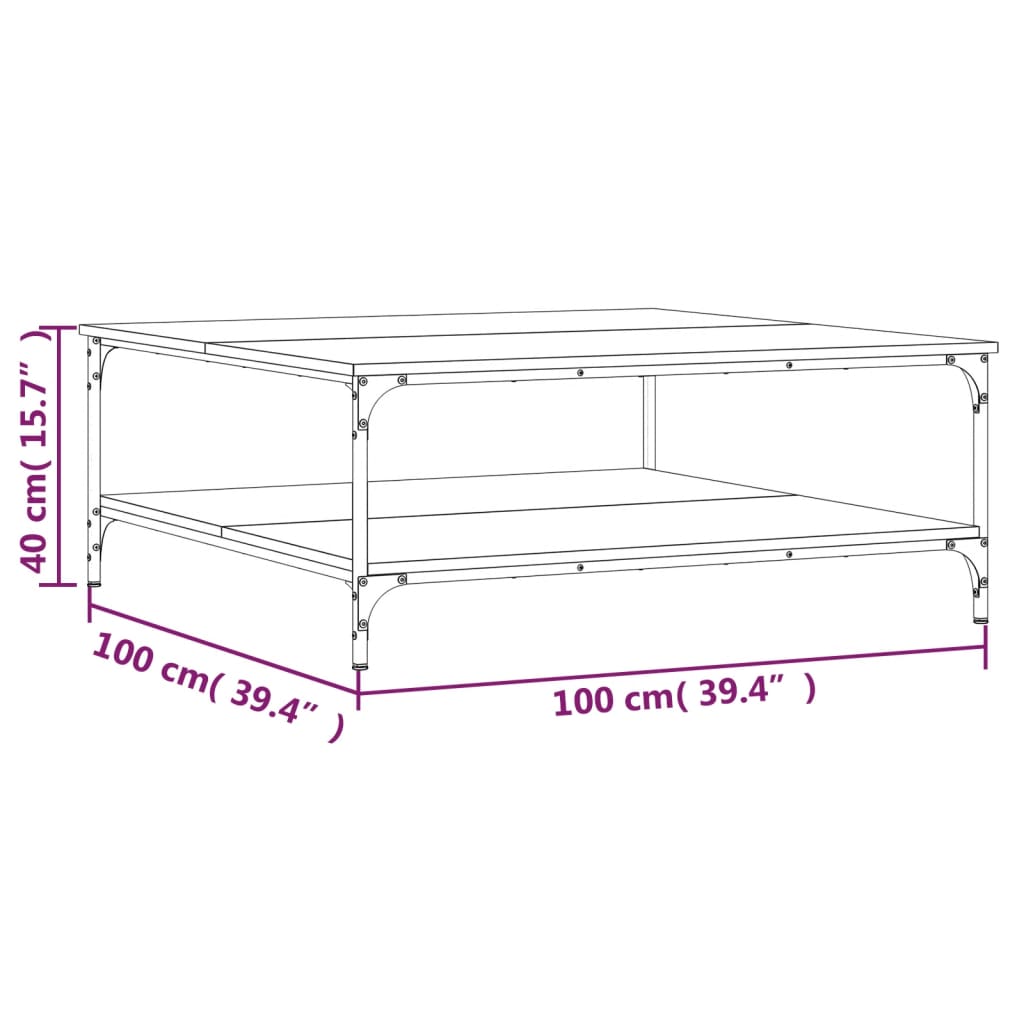 vidaXL Salongbord svart 100x100x40 cm konstruert tre