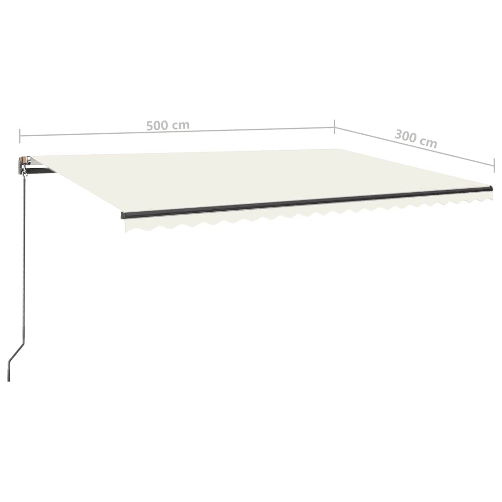 vidaXL Automatisk markise med vindsensor og LED 500x300 cm kremhvit