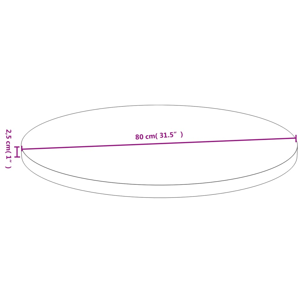 vidaXL Bordplate Ø80x2,5 cm bambus