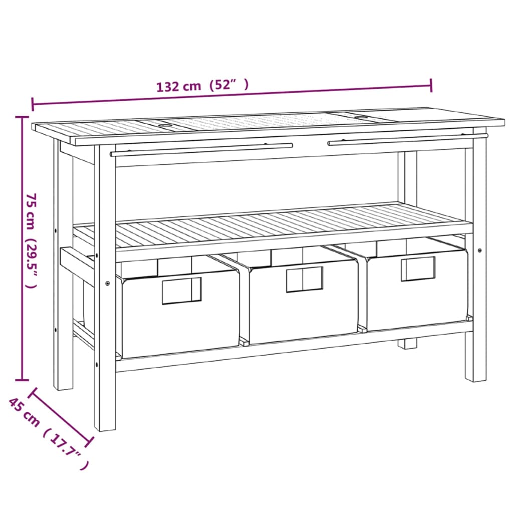 vidaXL Baderomshylle med kremhvite marmorvasker heltre teak