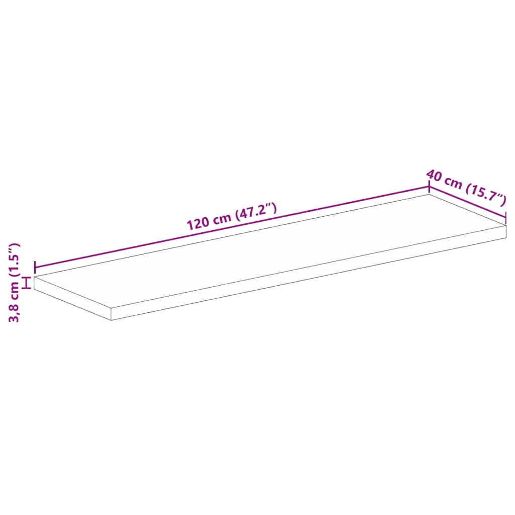 vidaXL Bordplate 120x40x3,8 cm rektangulær heltre akasie