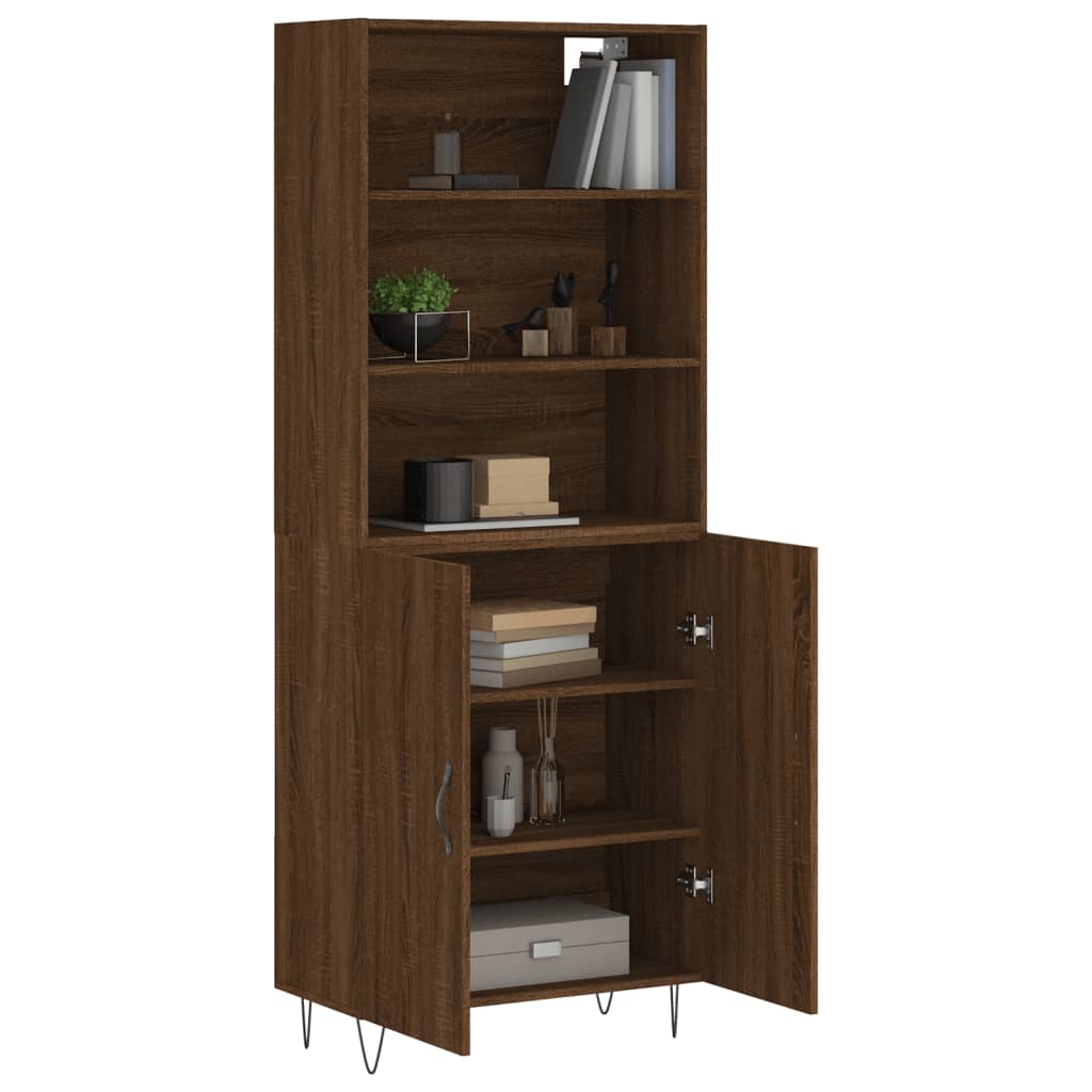 vidaXL Highboard brun eik 69,5x34x180 cm konstruert tre