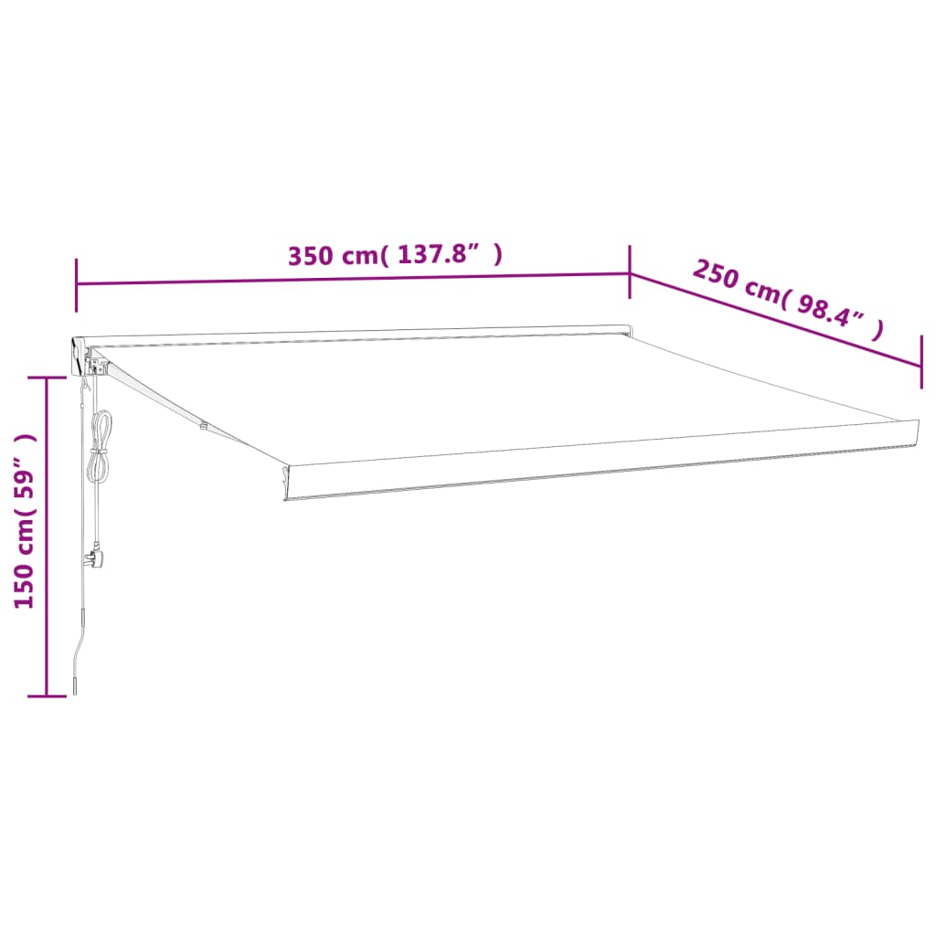 vidaXL Uttrekkbar markise antrasitt 3,5x2,5 m stoff og aluminium