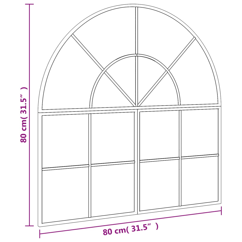 vidaXL Veggspeil svart 80x80 cm buet jern