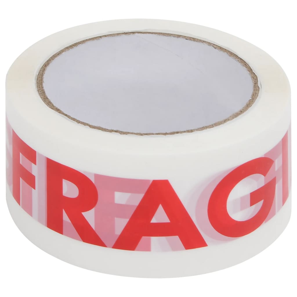 vidaXL Emballasjetape 36 stk FRAGILE-trykk hvit 48 mm x 66 m