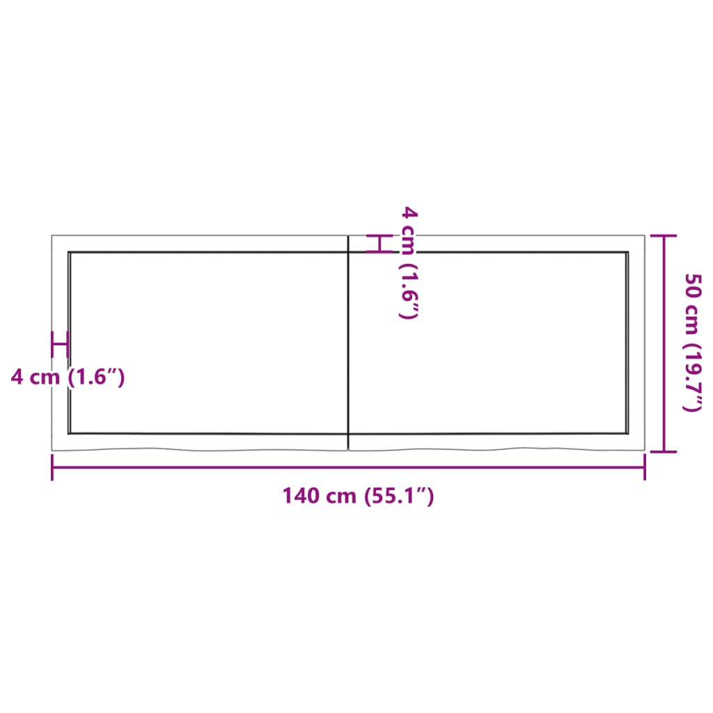 vidaXL Vegghylle mørkebrun 140x50x(2-4) cm behandlet heltre eik