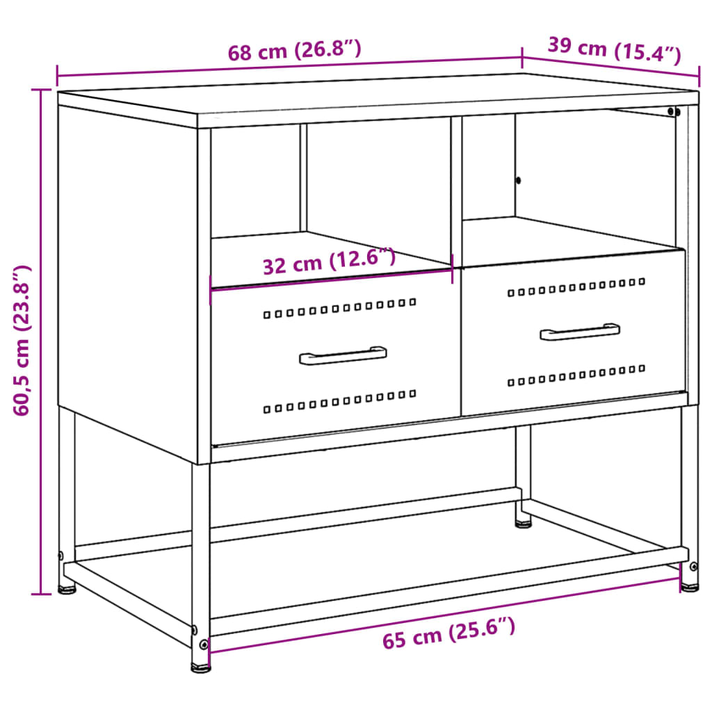 vidaXL TV-benk antrasitt 68x39x60,5 cm stål