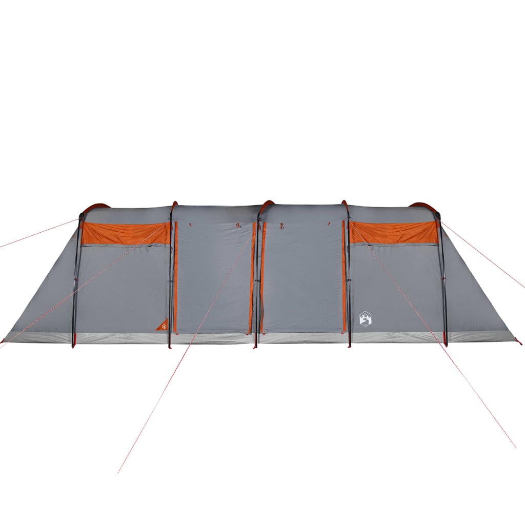vidaXL Tunneltelt for camping 10 personer grå og oransje vanntett