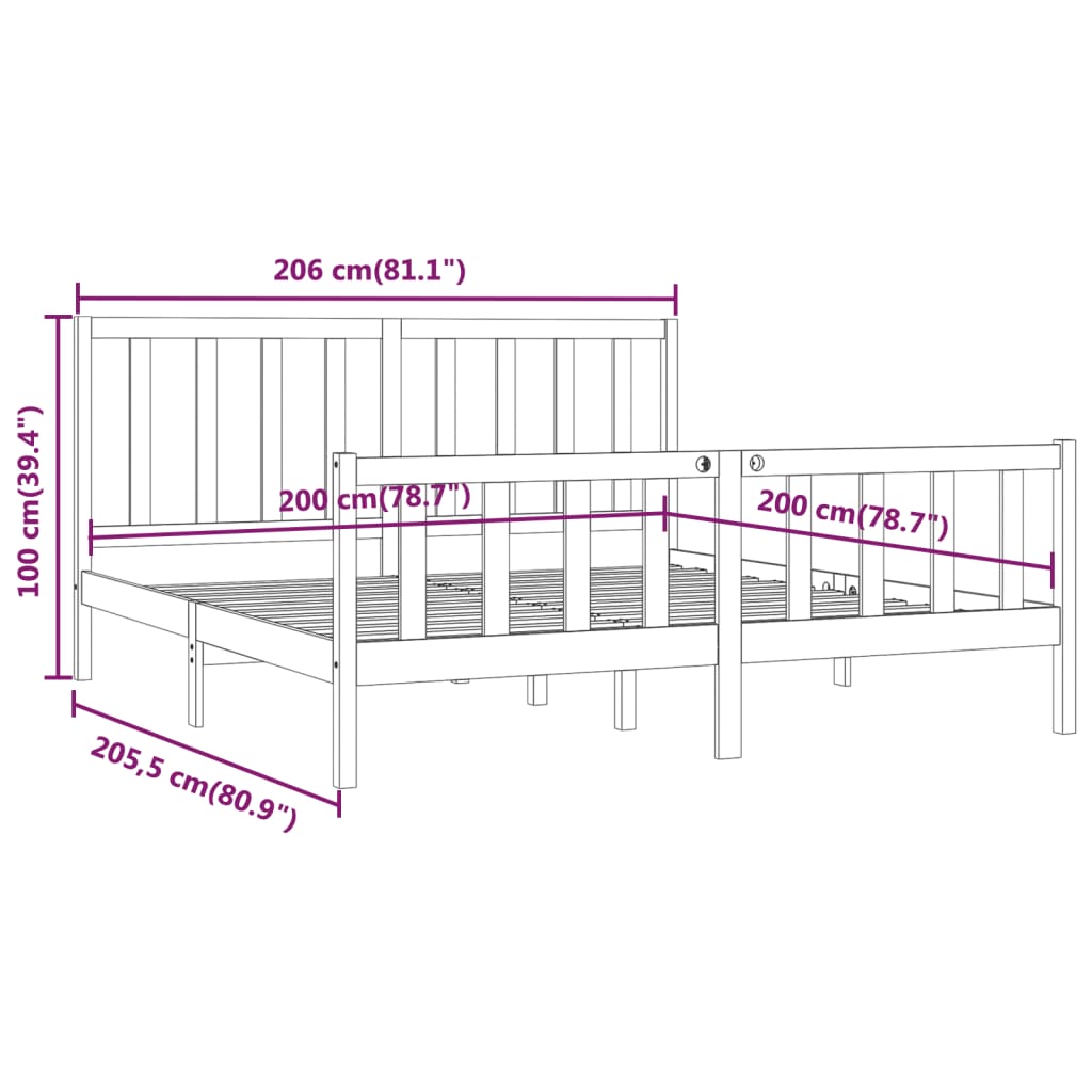 vidaXL Sengeramme heltre 200x200 cm