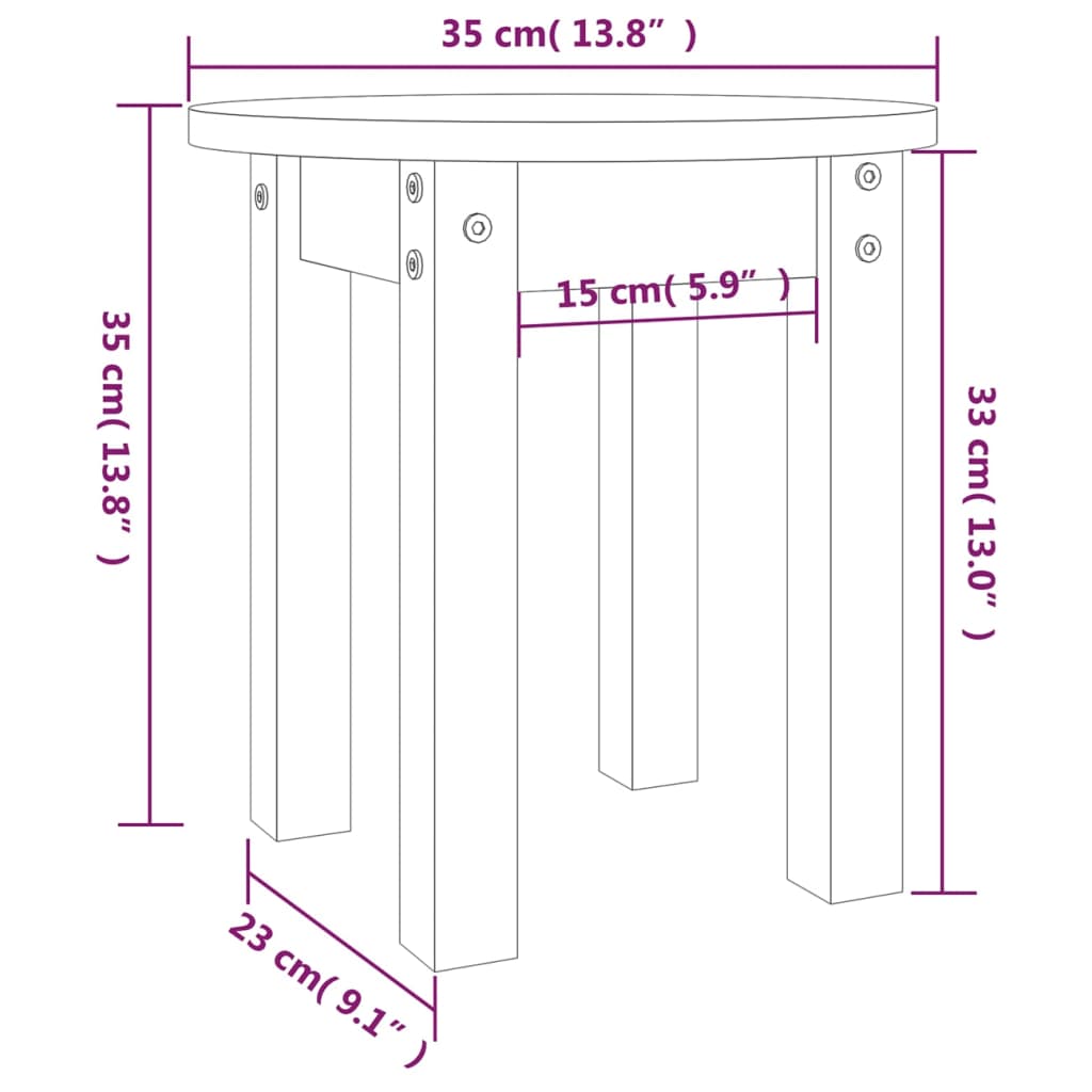 vidaXL Salongbord hvit Ø 35x35 cm heltre furu