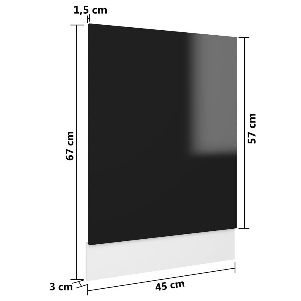 vidaXL Oppvaskmaskinspanel høyglans svart 45x3x67 cm sponplate