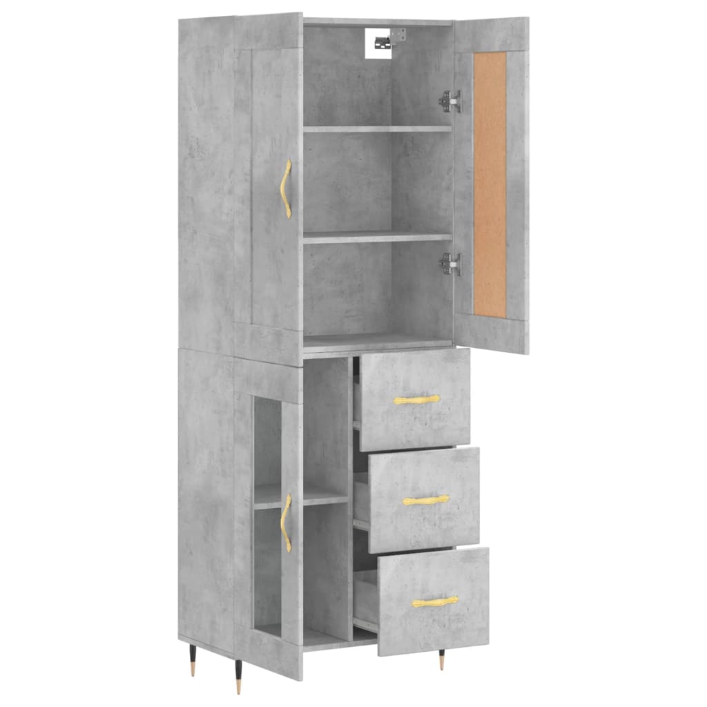 vidaXL Highboard betonggrå 69,5x34x180 cm konstruert tre